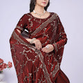 Premium Maroon Fendy Silk Saree with Rose Gold Handwork embroidery