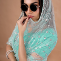 Stylish Party Wear Blue saree with Cutdana Work (Cross)