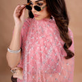 Stylish Party Wear Pink Saree with Cutdana Work (Cross)
