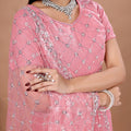 Stylish Party Wear Pink Saree with Cutdana Work (Cross)