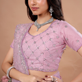 Stylish Party Wear Lavender Saree with Cutdana Work (Cross)