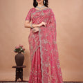 Premium Silk Saree with Heavy Floral Cutdana Work (Saheba)