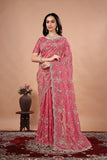 Premium Silk Saree with Heavy Floral Cutdana Work (Saheba)