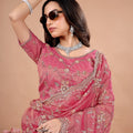 Premium Silk Saree with Heavy Floral Cutdana Work (Saheba)