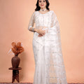 Tamannaah White Net Saree With Cutdana work
