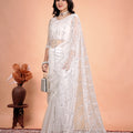 Tamannaah White Net Saree With Cutdana work
