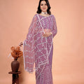 Tamannaah Purple Net Saree Cutdana work