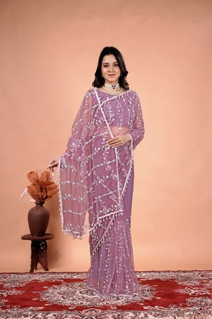Kanyaari Tamanaa stylish saree with intricate cutdana and sequence work, featuring vibrant colors and elegant drape.