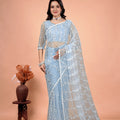 Tamannaah Sky Blue Net Saree With Cutdana work