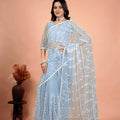Tamannaah Sky Blue Net Saree With Cutdana work