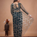 Green Net Saree Featuring Heavy Cutdana Work Border (Karina)