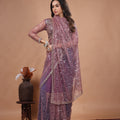 Purple Kanyaari Saree with heavy cutdana embroidery and net fabric, featuring intricate designs and elegant draping.