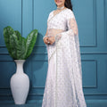 Kanyaari Off White Net Handwork Saree With Unstitched Blouse
