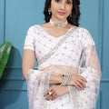 Kanyaari Off White Net Handwork Saree With Unstitched Blouse