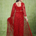 Kanyaari Red Net Handwork Saree With Unstitched Blouse