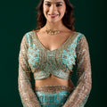 Styalish Net  Heavy Cutdana Embroidered Blue Saree (Katrina)