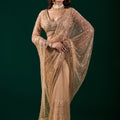 Styalish Net  Heavy Cutdana Embroidered Yellow Saree (Katrina)