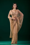 Styalish Net  Heavy Cutdana Embroidered Yellow Saree (Katrina)