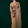 Styalish Net  Heavy Cutdana Embroidered Yellow Saree (Katrina)