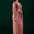 Styalish Net  Heavy Cutdana Embroidered Pink Saree (Katrina)