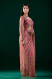 Styalish Net  Heavy Cutdana Embroidered Pink Saree (Katrina)