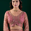Styalish Net  Heavy Cutdana Embroidered Pink Saree (Katrina)