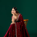 Full Heavy Maroon Saree with Cutdana Work (Nora)