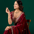 Full Heavy Maroon Saree with Cutdana Work (Nora)