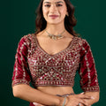 Full Heavy Maroon Saree with Cutdana Work (Nora)