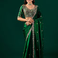 Full Heavy Green Saree with Cutdana Work (Nora)