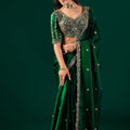 Full Heavy Green Saree with Cutdana Work (Nora)