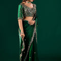 Full Heavy Green Saree with Cutdana Work (Nora)