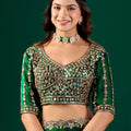 Full Heavy Green Saree with Cutdana Work (Nora)
