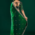 Full Heavy Green Saree with Cutdana Work (Nora)