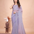 Cross Stylish Green Net saree with Cutdana Work