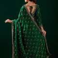 Luxury Silk Rose Gold Cutdana Work  Green Saree (Rashmika)