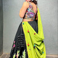 Black navratri chaniya choli | Black and green  lehenga cholis for Navratri 2024