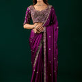 Full Heavy Wine Saree with Cutdana Work (Nora)