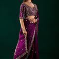 Full Heavy Wine Saree with Cutdana Work (Nora)