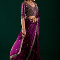 Full Heavy Wine Saree with Cutdana Work (Nora)