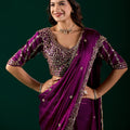 Full Heavy Wine Saree with Cutdana Work (Nora)