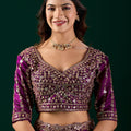 Full Heavy Wine Saree with Cutdana Work (Nora)