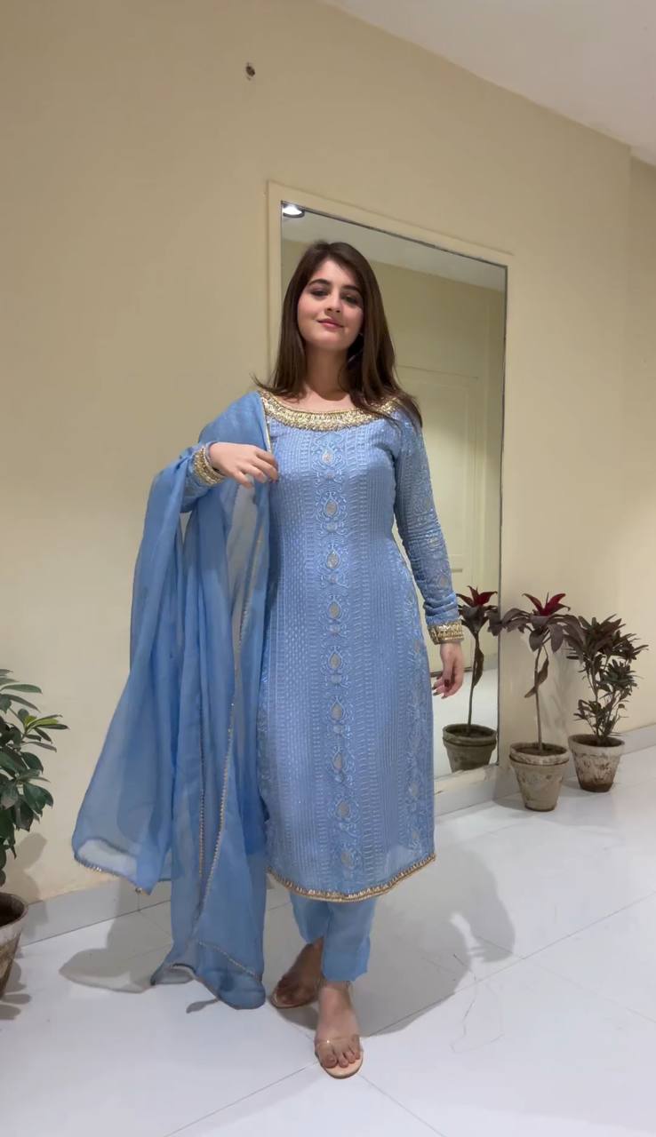 Sky Blue Designer Gown