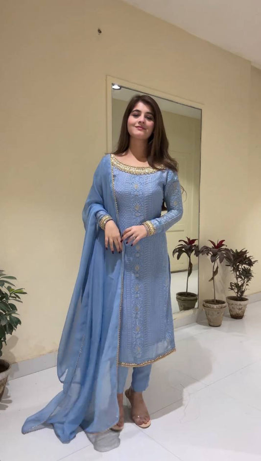 Sky Blue Designer Gown