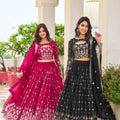 Black Designer Lehenga Choli | Black Colored  Heavy Faux Georgette Embroidery Work Lehenga Choli