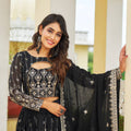 Black Designer Lehenga Choli | Black Colored  Heavy Faux Georgette Embroidery Work Lehenga Choli