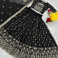 Black Designer Lehenga Choli | Black Colored  Heavy Faux Georgette Embroidery Work Lehenga Choli