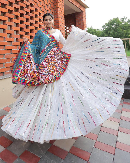 White navratri chaniya choli | White lehenga cholis for Navratri 2024 | Work Dupatta