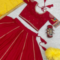 Navratri Special | Red and yellow Lehenga Choli |  Embroidery Sequence Work and thread work