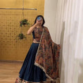 Blue navratri chaniya choli | Blue  lehenga cholis for Navratri 2024 | Print Dupatta